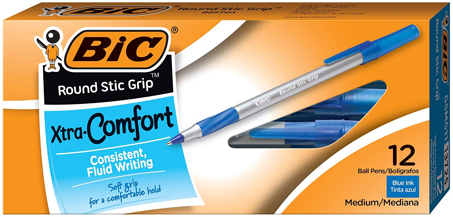 BIC Round Stic Grip Xtra Comfort Ballpoint Pen $1.49 Free Shipping