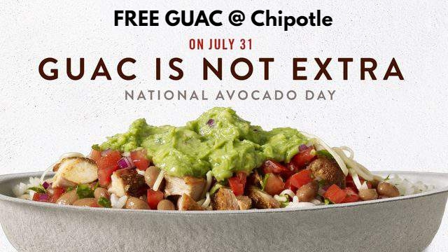 Chipotle Offers Free Guac on National Avocado Day July 31st