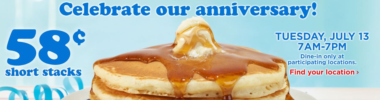 IHOP is Offering 58 cents Pancake on July 13th