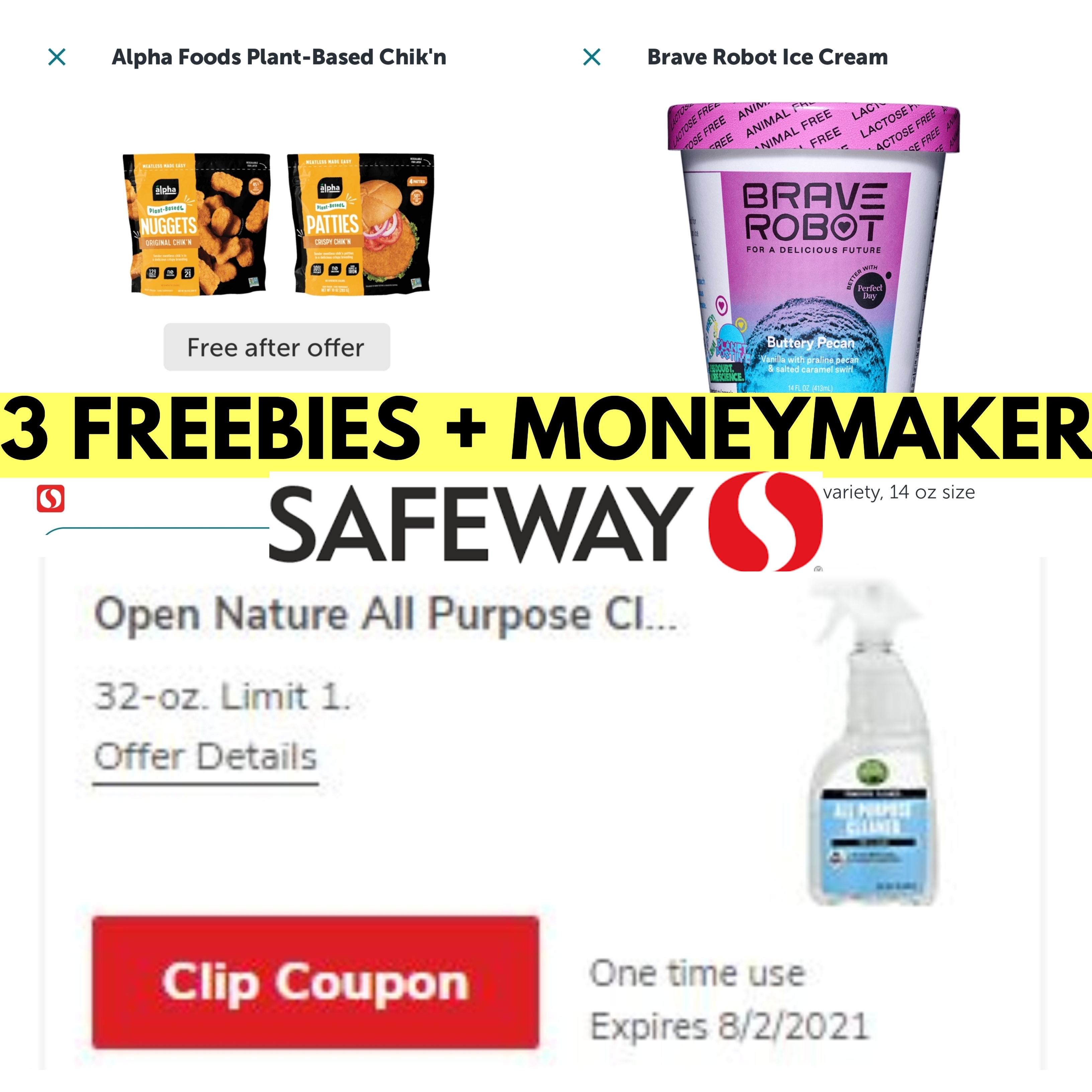 3 FREEBIES + Moneymaker at Safeway – Saving For More