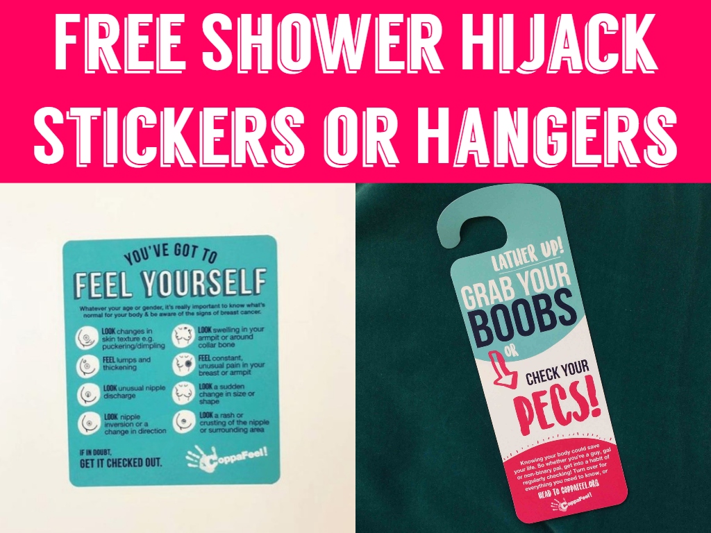 Free Shower Hijack Stickers or Hangers