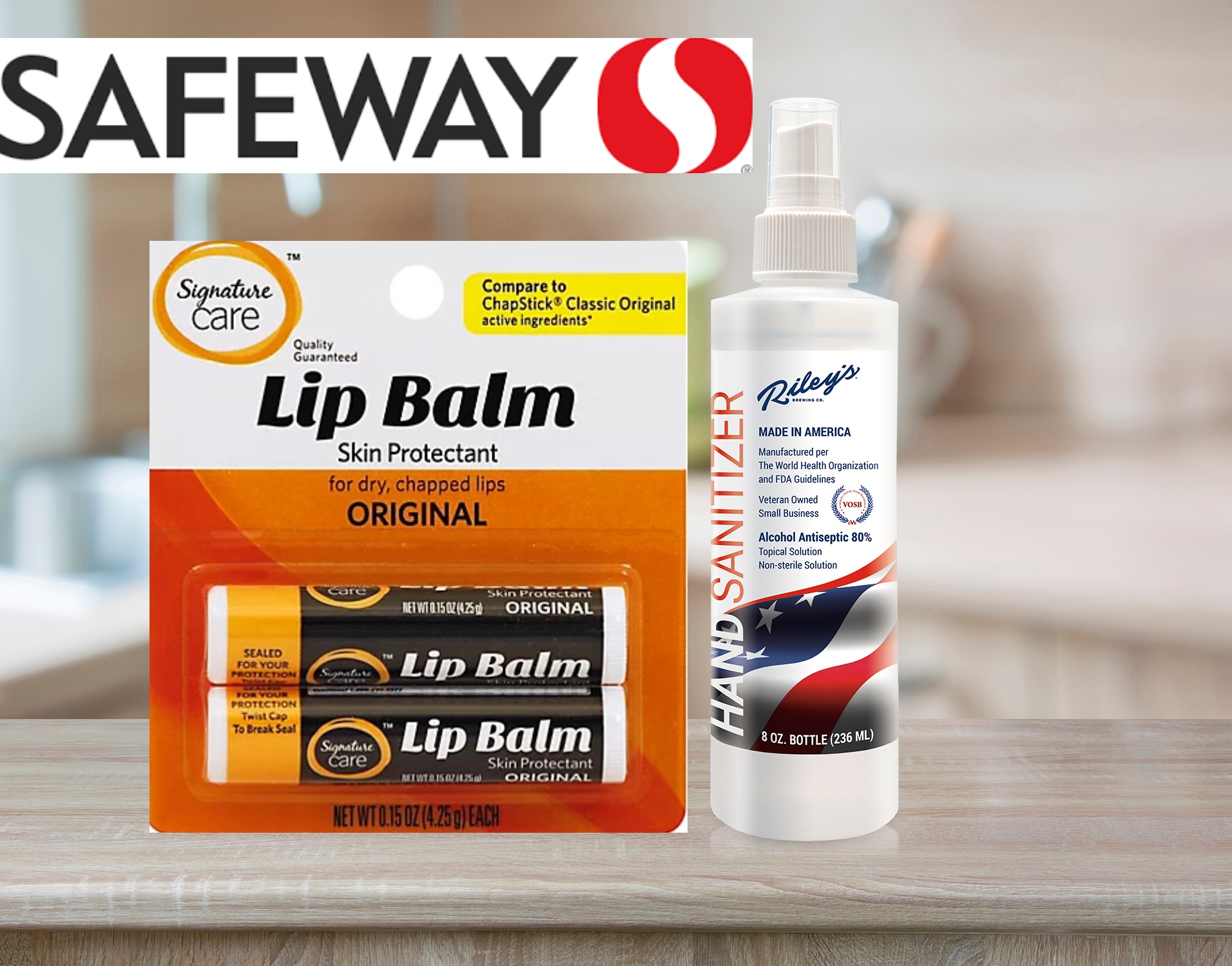 FREE Signature Care Lip Balm & Riley’s Hand Sanitizer at Safeway