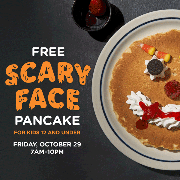 Free Scary Face Pancake at IHOP on Oct 29th