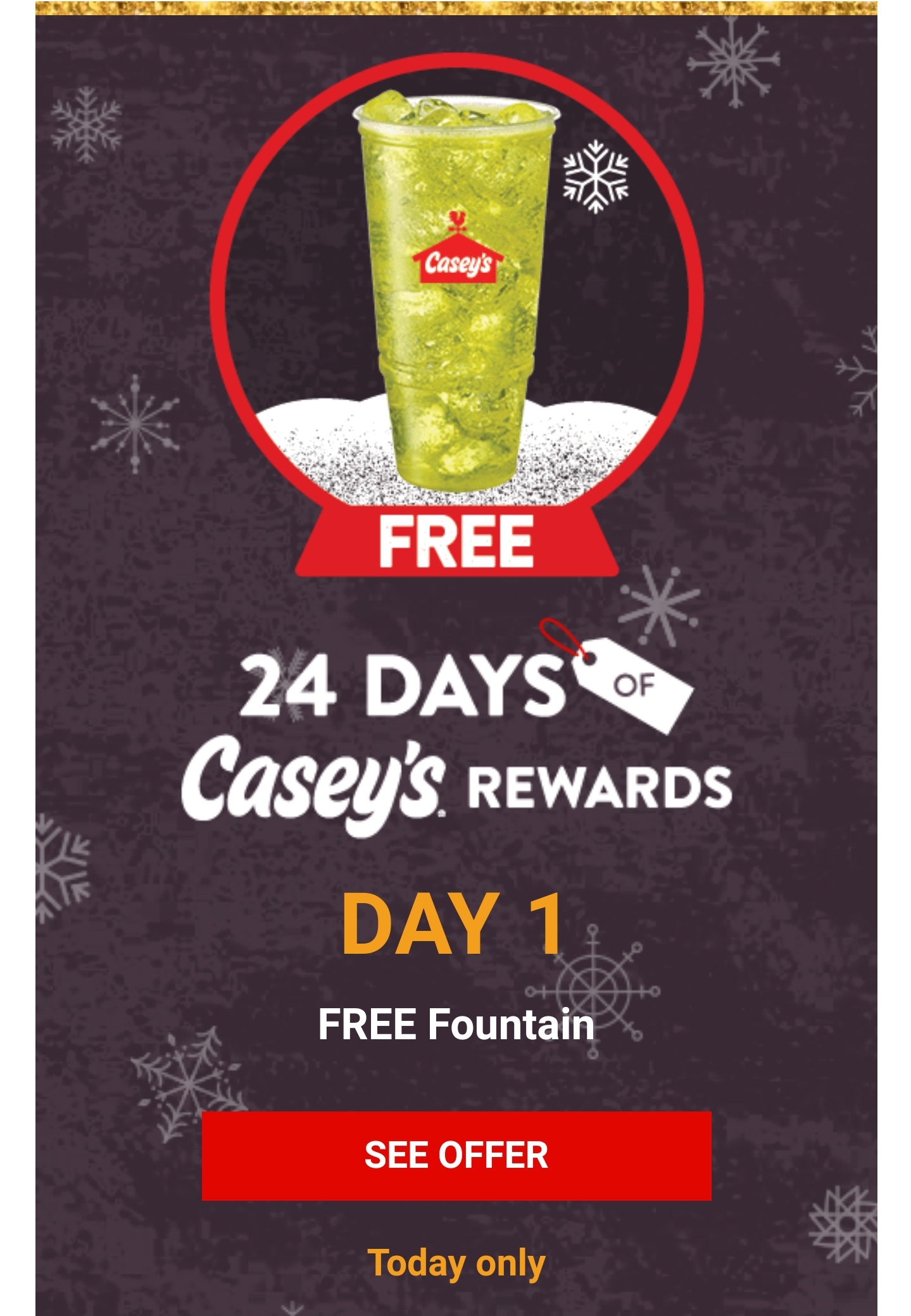 FREE Offers Every Day for 24 Days of Casey’s Rewards