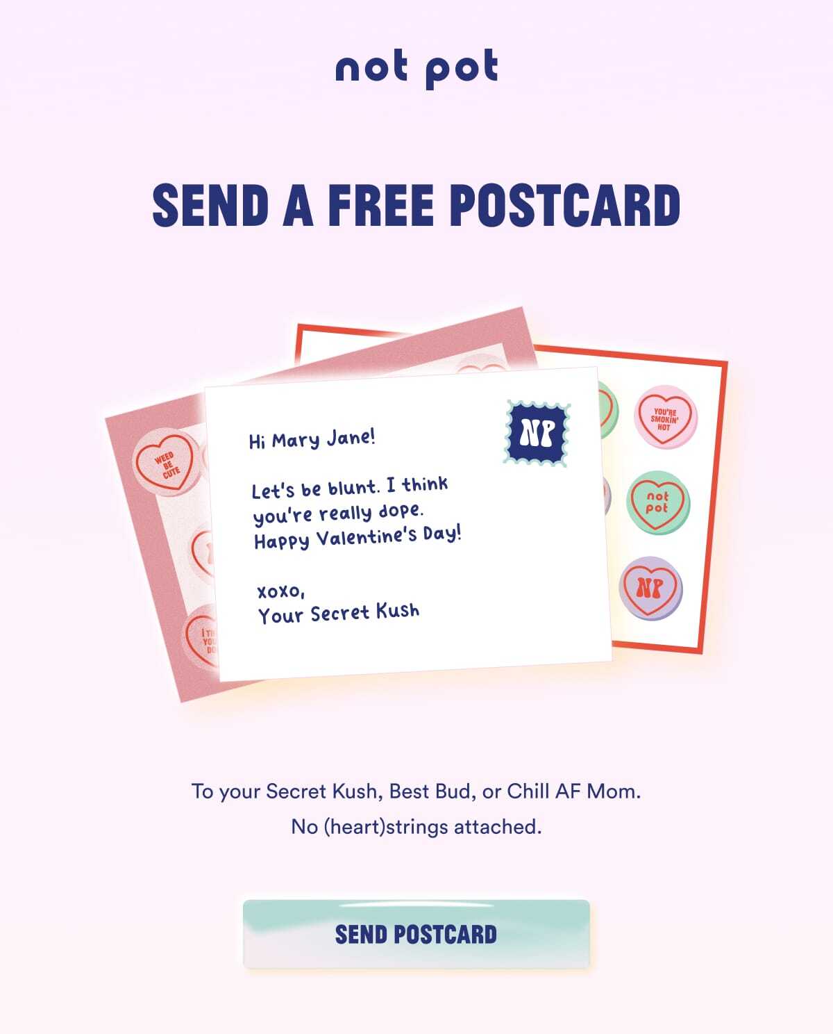 Free Not Pot Valentine’s Day Postcard