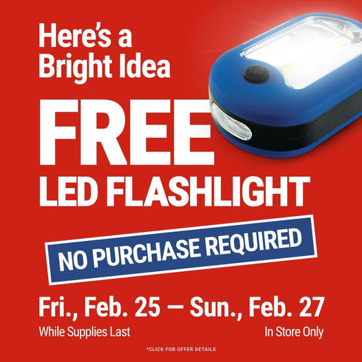 Free LED Flash Light at Harbor Freight