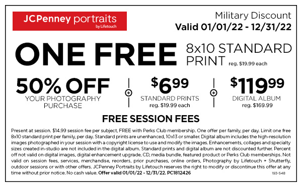 Free 8×10 Portrait Print at JCPenney for Military