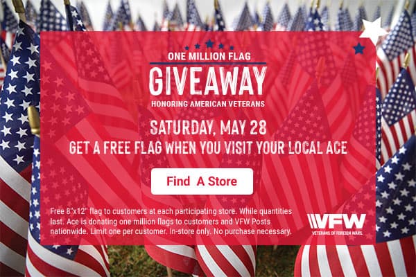 Free 8×12″ American Flag at Ace Hardware on May 28