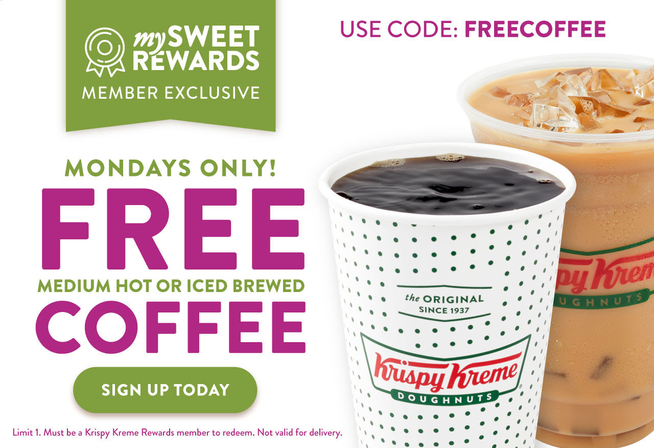 FREE Krispy Kreme Hot or Iced Coffee on Mondays