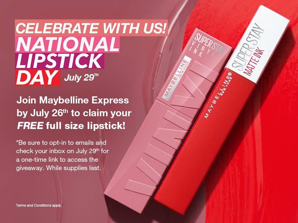 Free Full Size Maybelline Product on July 29th