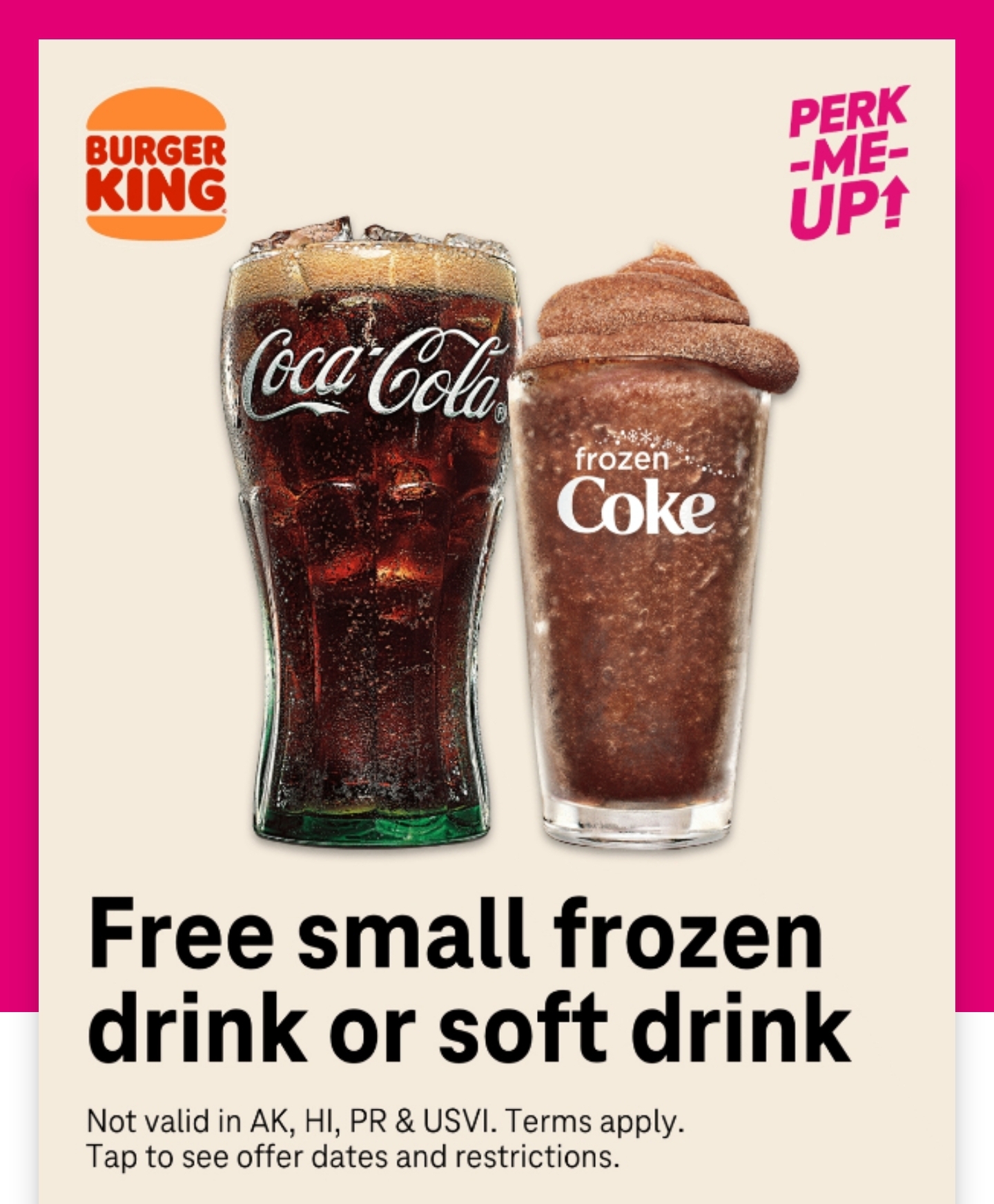 Free Small Frozen Drink or Soft Drink at Burger King