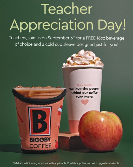 Free Coffee, Custom Cold Sleeve & More for Teachers at Biggby