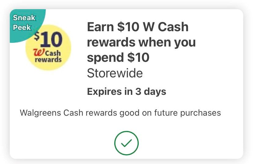 Free $10 Walgreen Cash