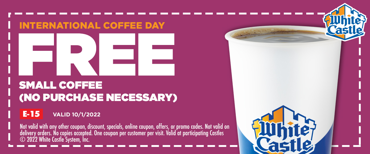 FREE Small Coffee at White Castle (Today Only)