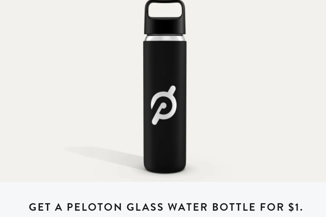 $1 Peloton Glass Water Bottle with Free Shipping