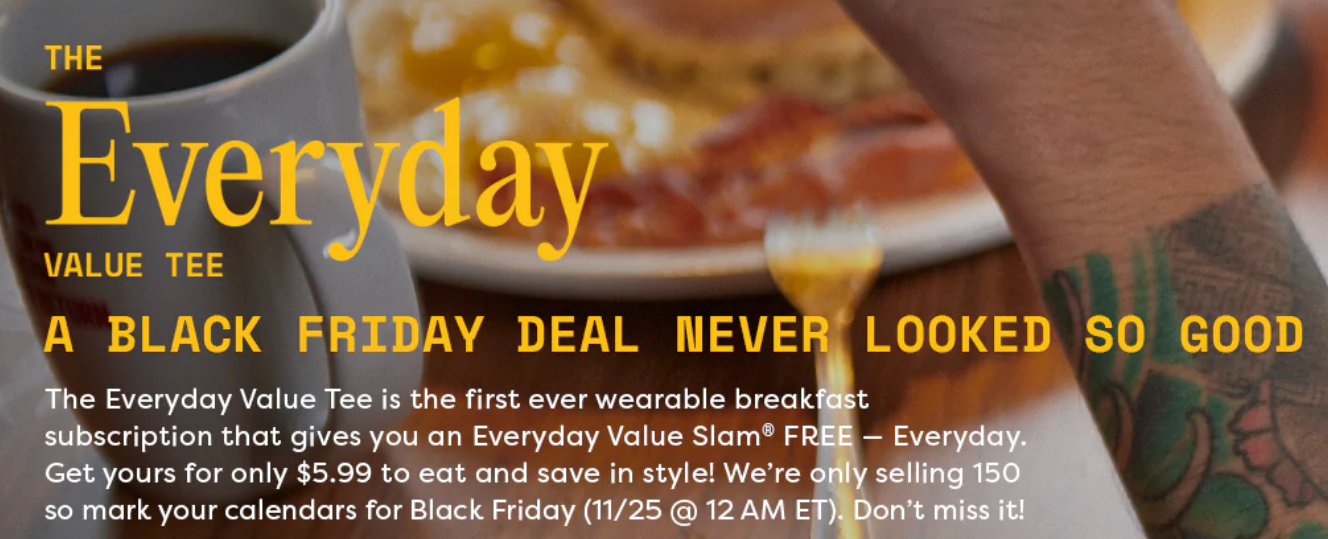 Free Denny’s Breakfast Everyday For a Year with the T-Shirt Purchase