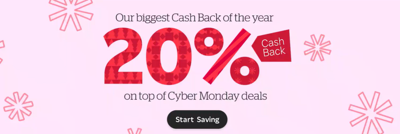 Cyber Monday Exclusive Rakuten 20% Cash Back + FREE $40