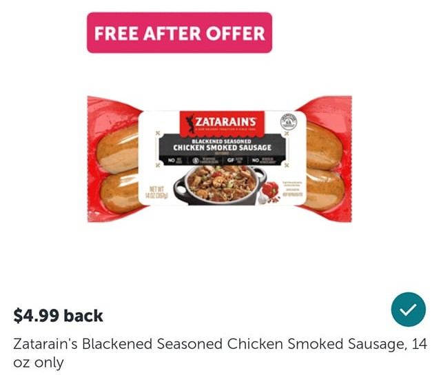 Free Zatarain’s Smoked Sausage at Walmart