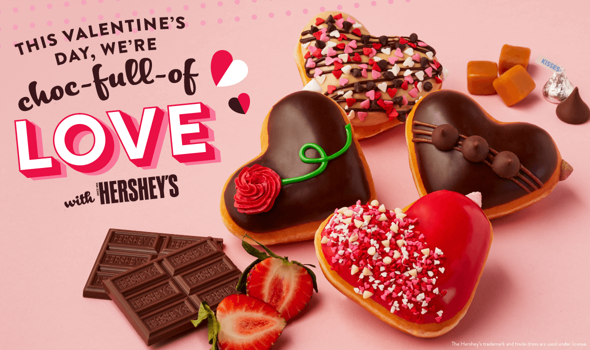 FREE Heart-Shaped Hershey’s Donut w/ ANY Purchase at Krispy Kreme (Today Only)