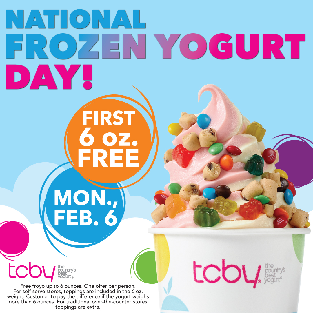FREE 6oz Cup of Frozen Yogurt at TCBY on February 6th