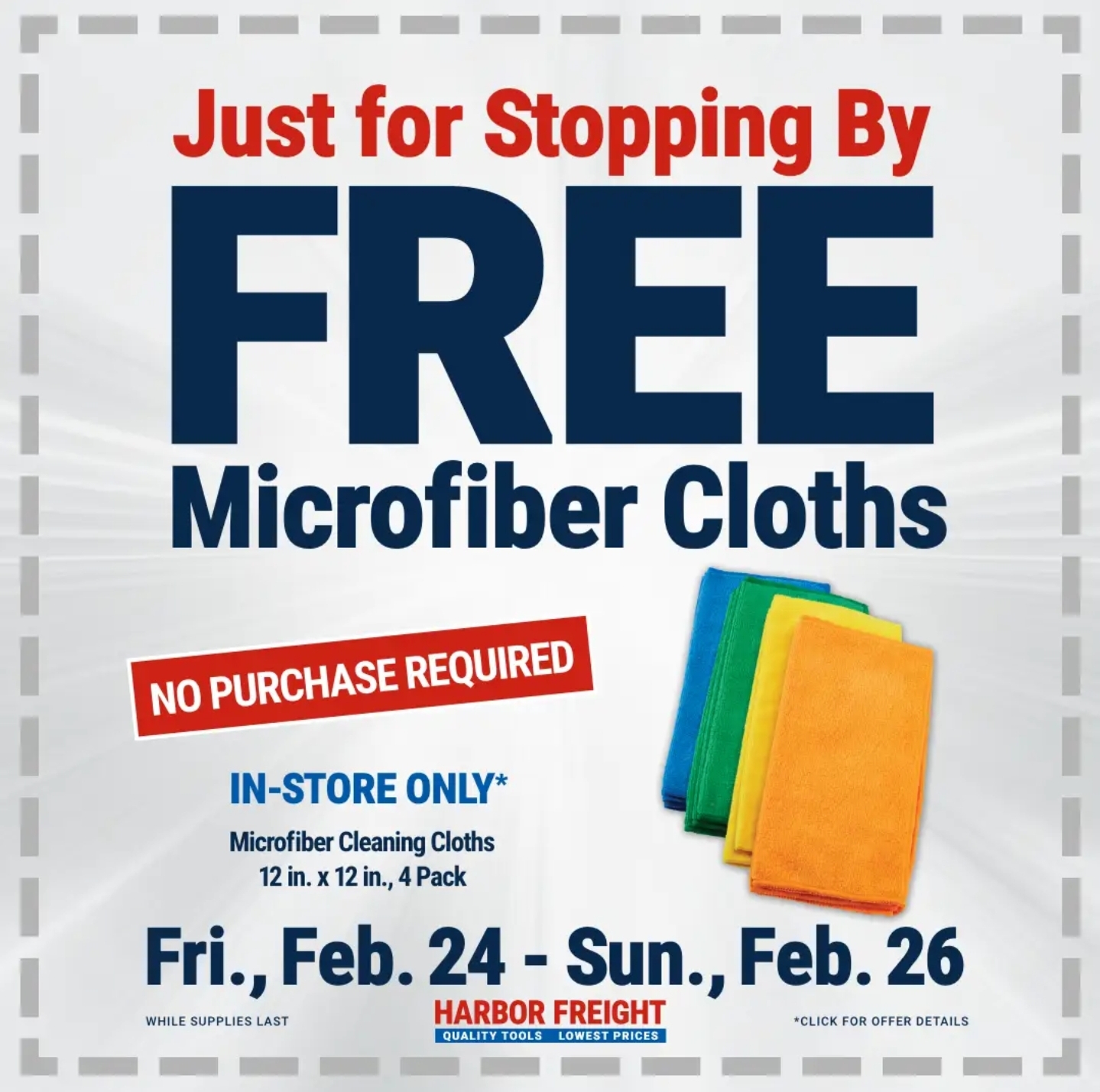 Free Microfiber Cloths at Harbor Freight