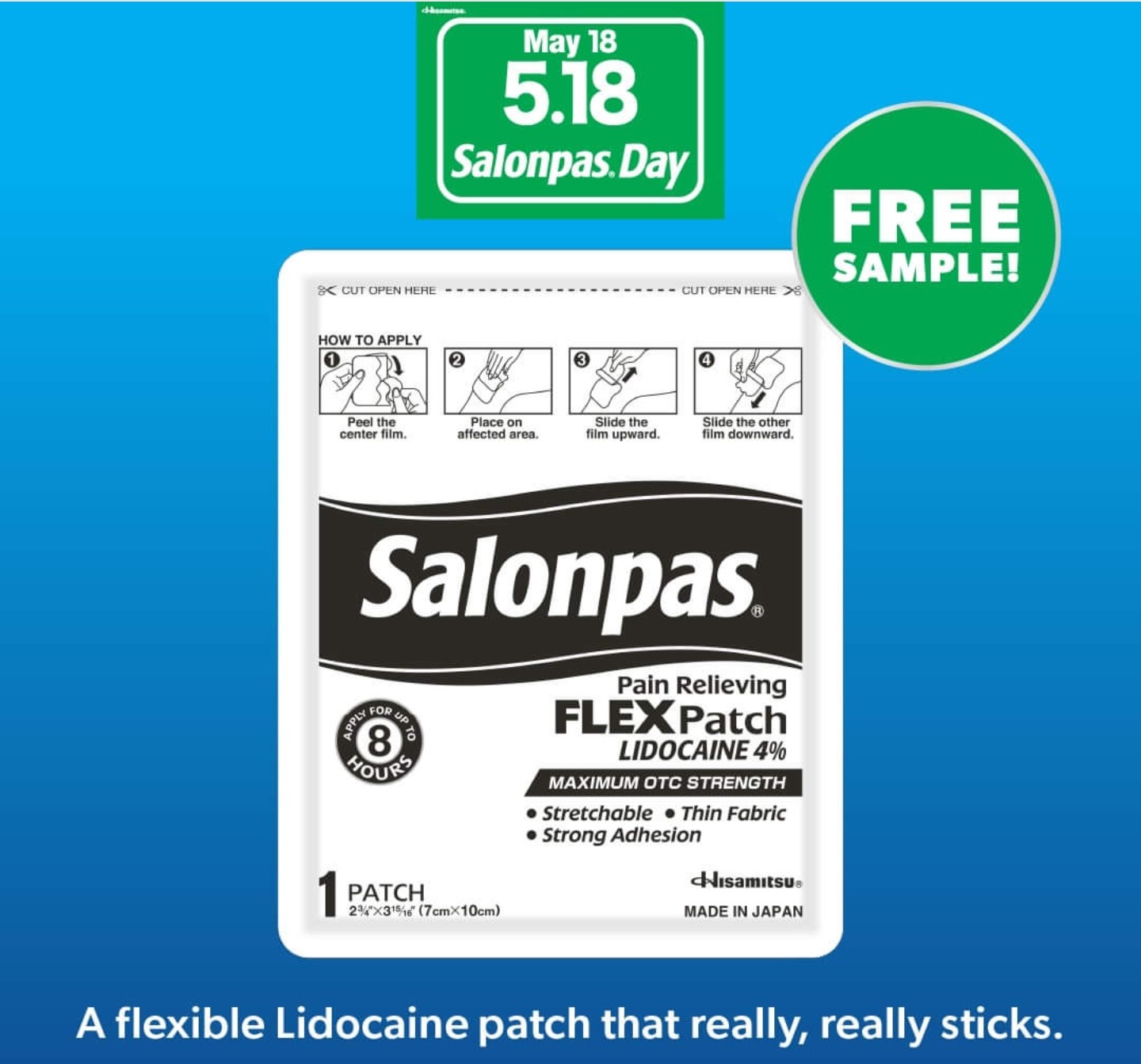 FREE Sample of Salonpas Lidocaine FLEX Patch