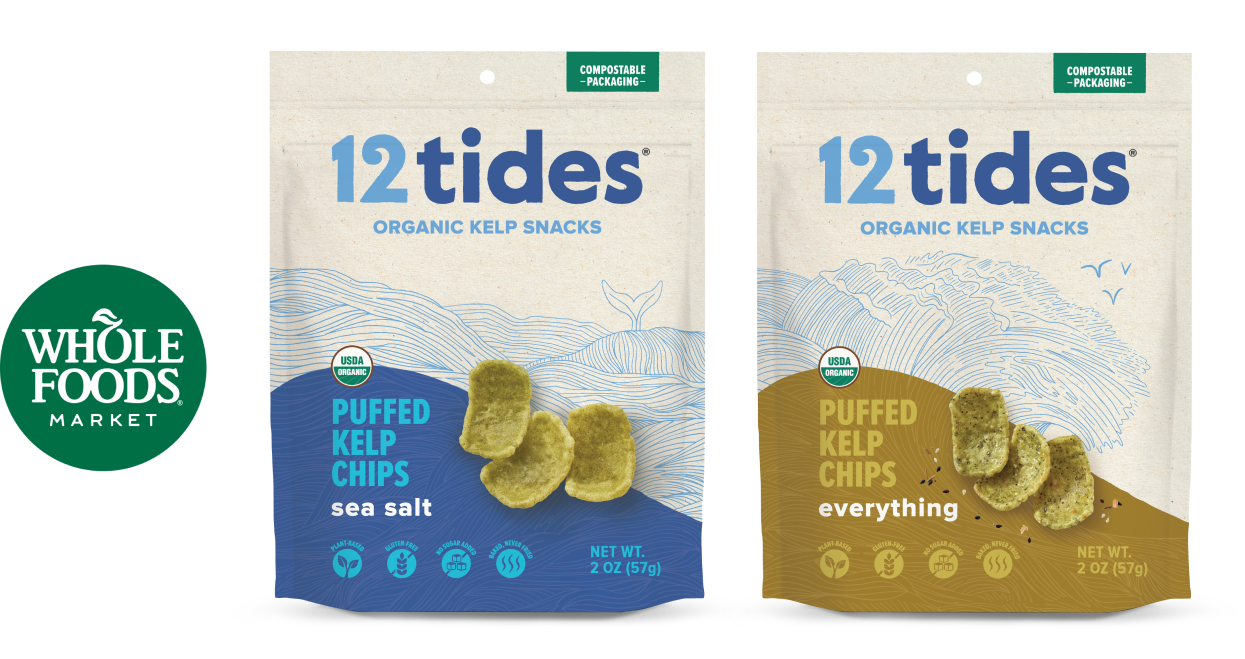 Free Bag of 12 Tides Organic Puffed Kelp Chips