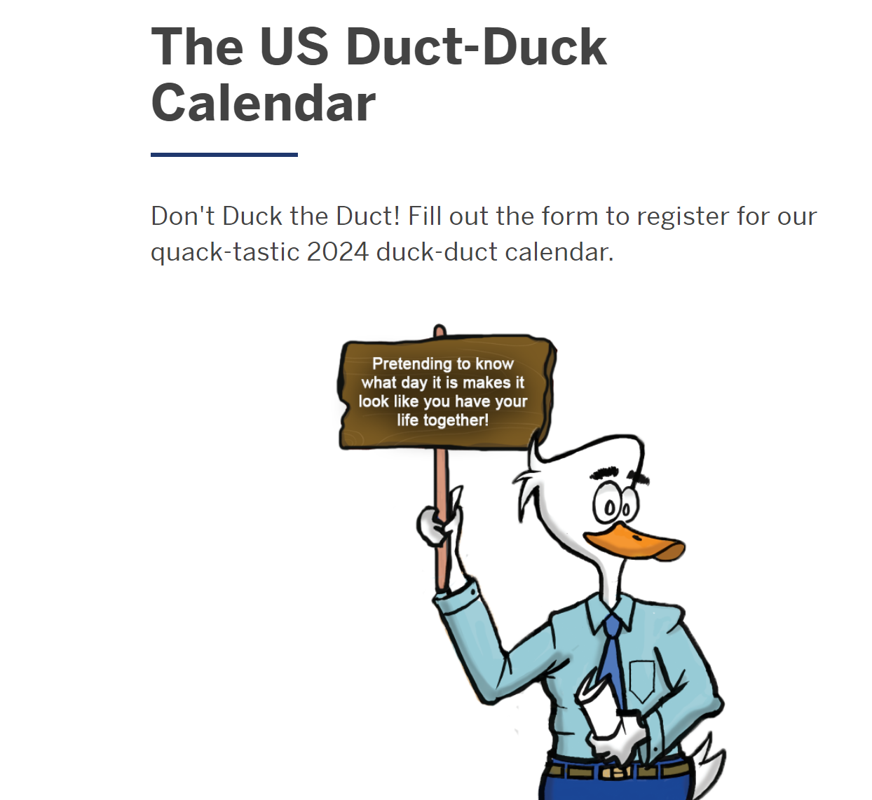 Free 2024 US Duct-Duck Calendar
