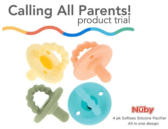 FREE 4-Pack of the NEW Nuby Softees All Silicone Pacifiers