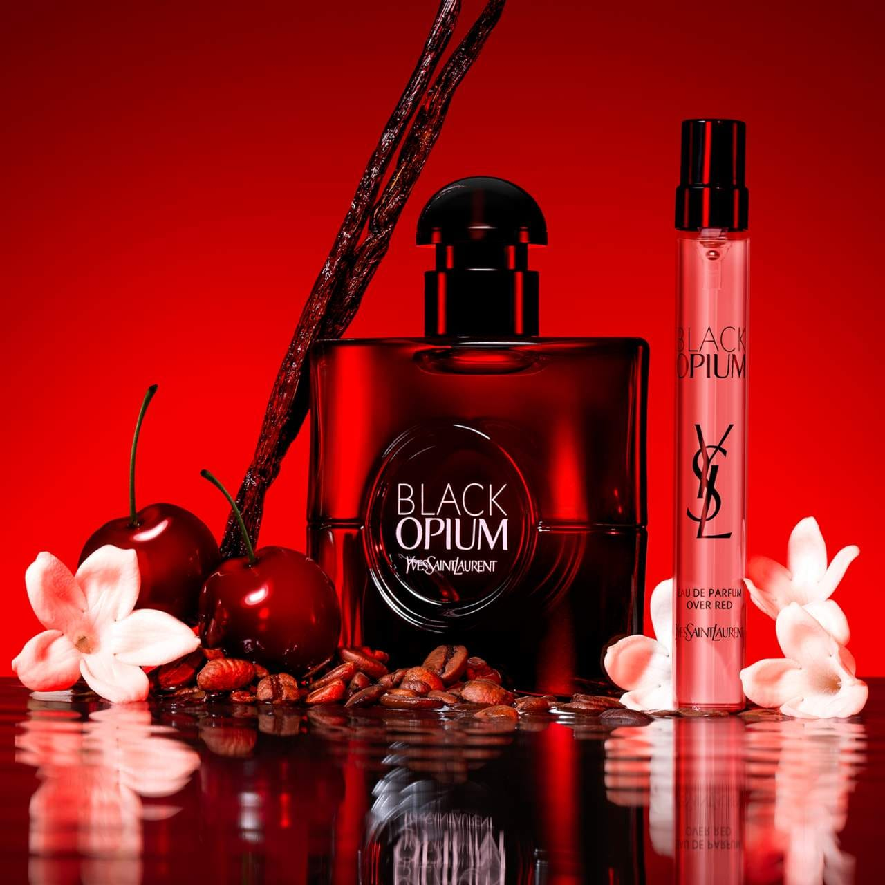 FREE Sample of YSL Black Opium Eau De Parfum Over Red