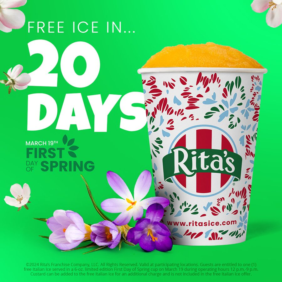FREE 6 oz. Italian Ice at Rita’s on March 19th